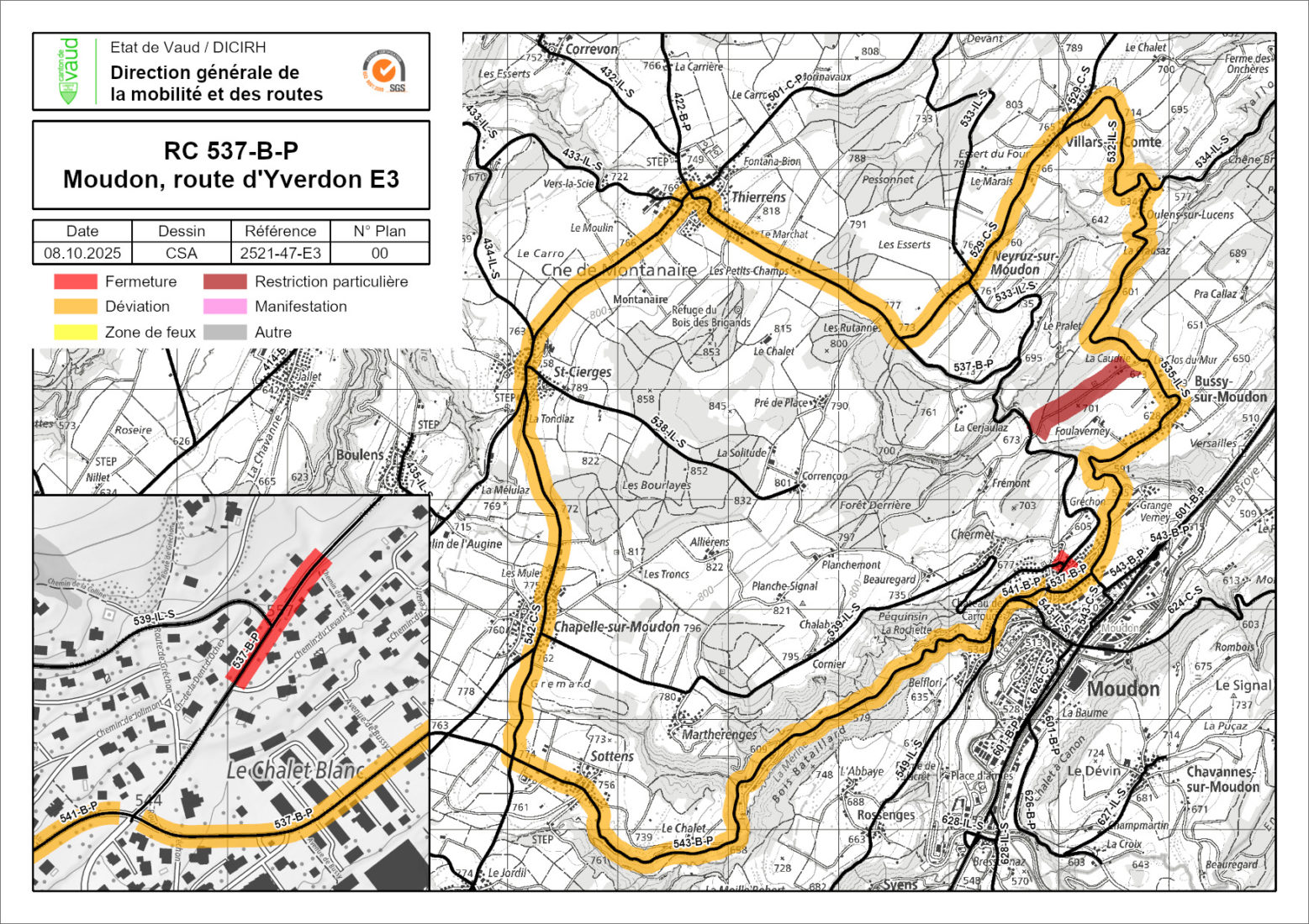 Déviation route d'Yverdon