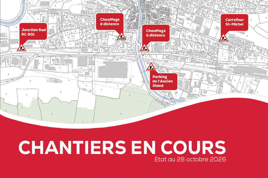 Moudon carte ville avec chantiers en cours 2026-2027