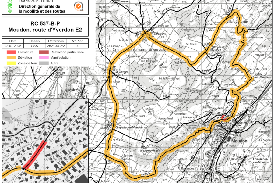 Moudon rte d’Yverdon restriction de circulation