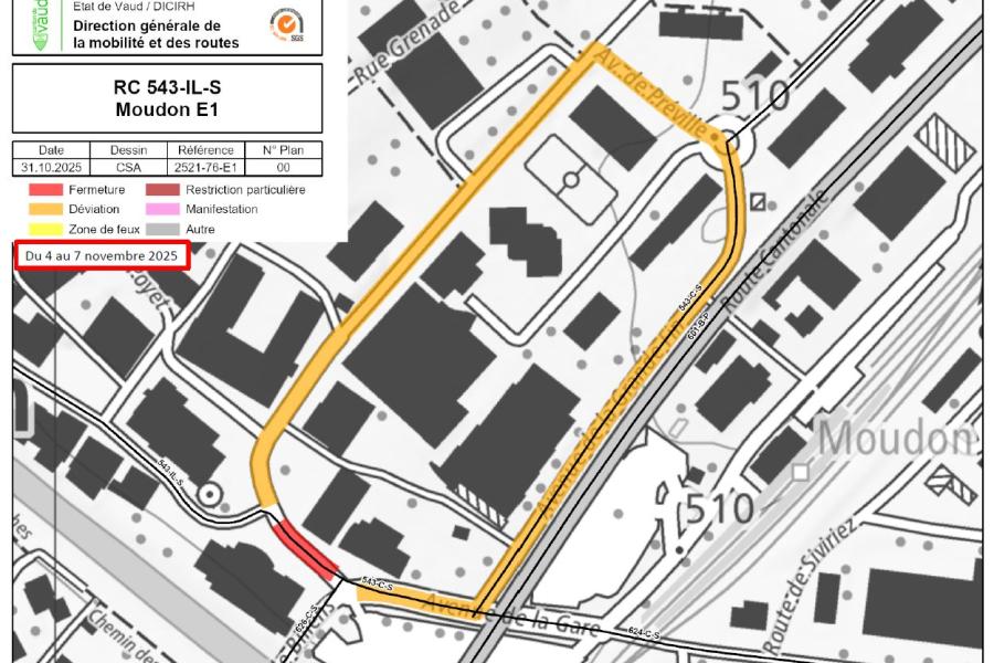 Déviation RC 543 du 4 au 7 novembre 